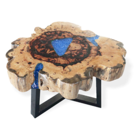 Tamarind and Resin Coffee Table - Sky Blue