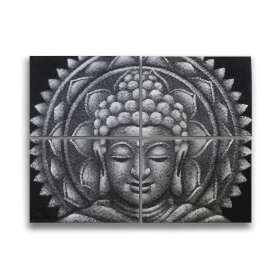 Grey Buddha Mandala Brocade Detail 30x40cm x 4