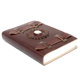 Leather Moonstone with Belts Notebook (15x10cm)