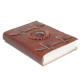 Leather Tigereye with Belts Notebook (15X10cm)