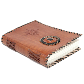 Leather Black onyx & Compas Notebook (17x12 cm)