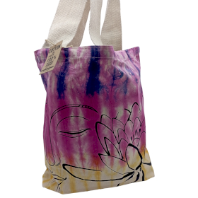 Tye-Dye Cotton Bag (6oz) - 38x42x12cm - Lotus Buddha - Multi Col - Natural Handle