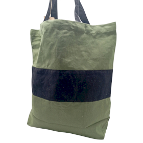 Two Tone Cotton Bag - 38x42x12cm - Green & Black - 10oz