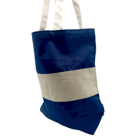 Two Tone Cotton Bag - 38x42x12cm - Blue & Natural - 10oz