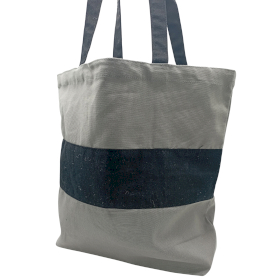 Two Tone Cotton Bag - 38x42x12cm - Grey & Black - 10oz