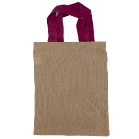 10x Jute Tote Bag - 5 assorted colour handles