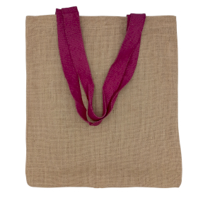 10x Large Jute Tote Bag - 5 assorted colour handles