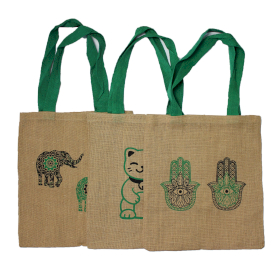6x Large Jute Tote Bag - 3 assorted designs