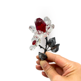 Crystal Rose with Gold Stem (Red)