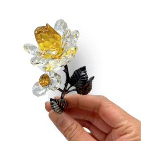 Crystal Rose with Silver Stem (Yellow)