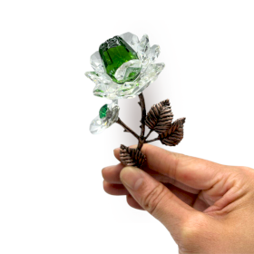 Crystal Rose with Cooper Stem (Green)