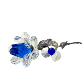 Crystal Rose with Silver Stem (Blue)