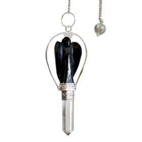 Angel Pendulum with Ring- Black Agate