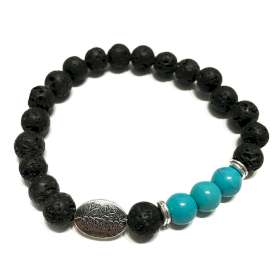 4x Lava Stone Bracelet - Leaf Turquoise