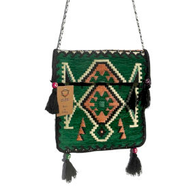 Emerald Green Kilim Messenger Festival Bag