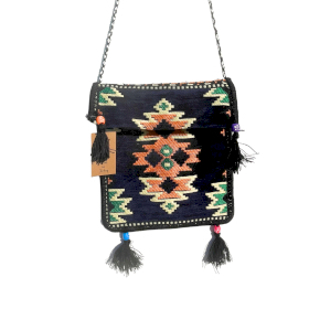 Dark Navy Kilim Messenger Festival Bag