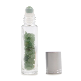 10x Gemstone Essential Oil Roller Bottle - Aventurine - Silver Cap