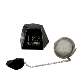 4x Raw Crystal Gemstone Tea Strainer - Black Obsidian