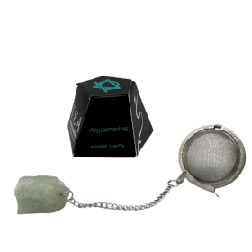 4x Raw Crystal Gemstone Tea Strainer - Aquamarine
