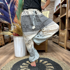 Grey High Cross Himalayan Print Yoga and Festival Pants