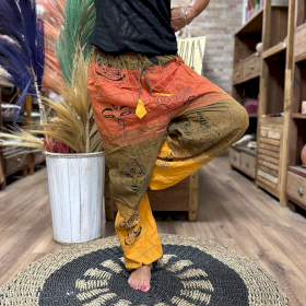 Orange High Cross Himalayan Print Yoga and Festival Pants