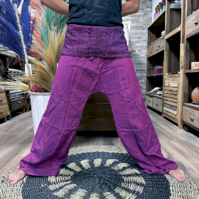 Purple Thai Fisherman Mantra Print Yoga and Festival Pants