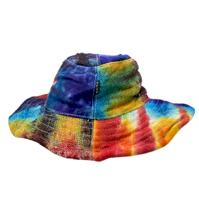 3x Patched and Wired Hemp & Cotton Boho Festival Hat - Tiedye