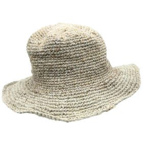3x Hand-Knited Hemp & Cotton Boho Festival Hat - Natural