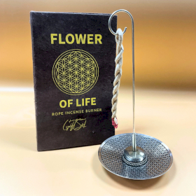Rope Incense and Silver Plated Holder Set - Flower of Life