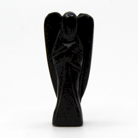 Hand Carved Gemstone Angel - Black Agate