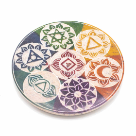 4x Soapstone Disc Incense Holder 10cm - Seven Chakra