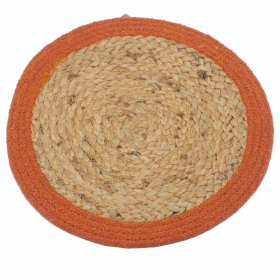 4x Natural Place Mat - Jute & Cotton 30cm - Clay Boarder