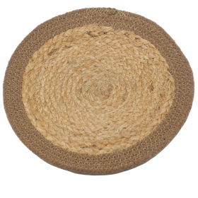 4x Natural Place Mat - Jute & Cotton 30cm - Natural Boarder