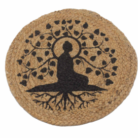 4x Natural Place Mat - Jute   30cm - Chakra Print