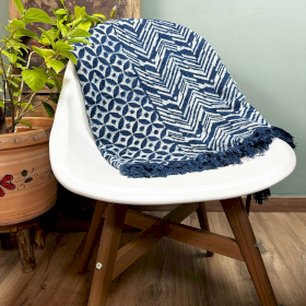 Handmade Indigo Throw - 170x120cm - Namoona Waves