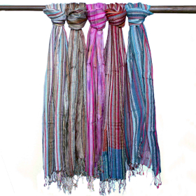 10x Indian Boho Scarves - 22x72cm - Random Blues