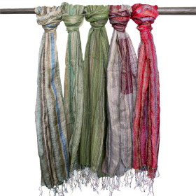 10x Indian Boho Scarves - 22x72cm - Random Greens