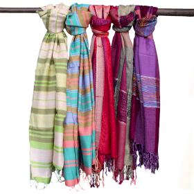 10x Lrg Indian Boho Scarves - 28x72cm - Random Purples