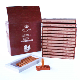 12x Pack of 15 Natural Incense Smudge Bricks and Burner - Amber Wood