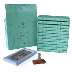 12x Pack of 15 Natural Incense Smudge Bricks and Burner - Patchouli Wood