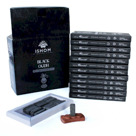 12x Pack of 15 Natural Incense Smudge Bricks and Burner - Black Wood