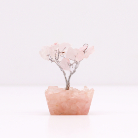 12x Mini Gemstone Trees On Orgonite Base - Rose Quartz (15 stones)