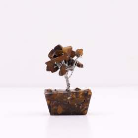 12x Mini Gemstone Trees On Orgonite Base - Tigereye (15 stones)