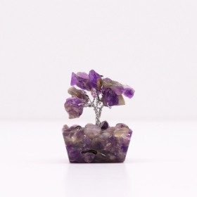 12x Mini Gemstone Trees On Orgonite Base - Amethyst (15 stones)