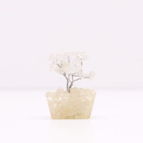 12x Mini Gemstone Trees On Orgonite Base - Rock Quartz (15 stones)