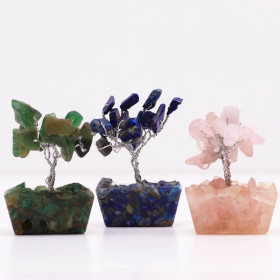 12x Mini Gemstone Trees On Orgonite Base - Assorted Mix (15 stones)