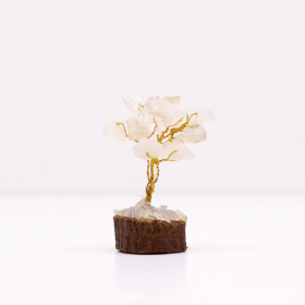 12x Mini Gemstone Trees On Wood Base - Rock Quartz (15 stones)