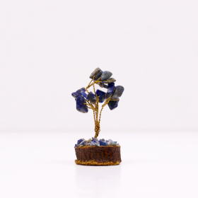 12x Mini Gemstone Trees On Wood Base - Sodalite (15 stones)