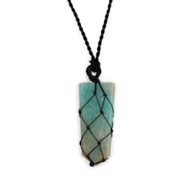 Laced Gemstone Flat Point Pendant - Amazonite