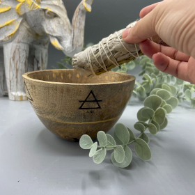 4x Wooden Smudge and Ritual Offerings Bowl - Four Elements - 11x7cm